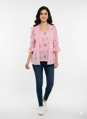Girijesh Singh Casual Printed Women Pink Top