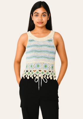 Epicedesigns Casual Self Design Women Blue Top