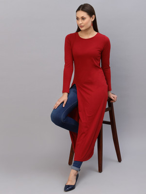 METRONAUT Casual Solid Women Maroon Top