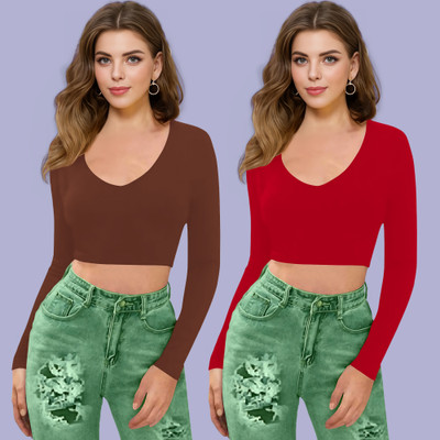 Maheshvi Casual Solid Women Red Top