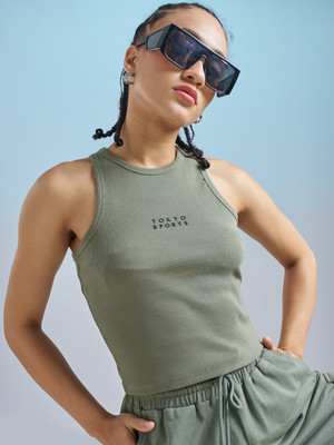Tokyo Talkies Casual Solid Women Green Top