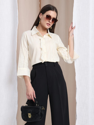 HouseOfCommon Party Self Design Women White Top