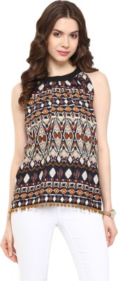 PANNKH Casual Sleeveless Printed Women Multicolor Top