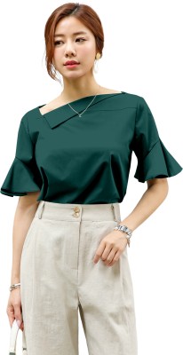 JASHUDI Casual Solid Women Green Top