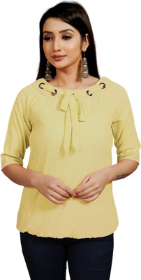 Western Gallary Casual Solid Women Yellow Top