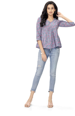 DRESOUL Casual Printed Women Purple Top