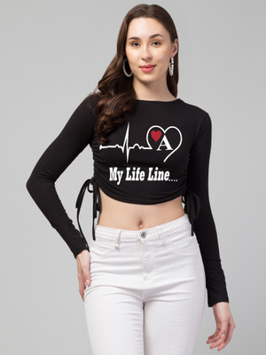 CULPI Casual Printed Women Black Top