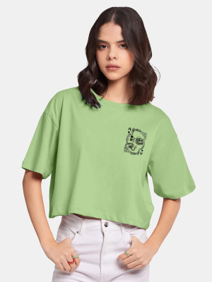 hkCreation Casual Printed Women Green Top