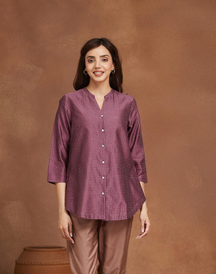 Fabindia Casual Printed Women Purple Top