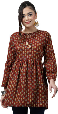 ANUSHIL Casual Graphic Print Women Maroon Top