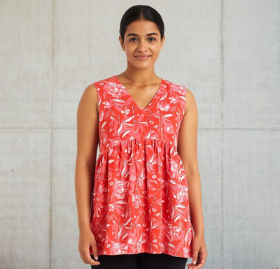 Lelacreation Casual Floral Print Women Pink Top