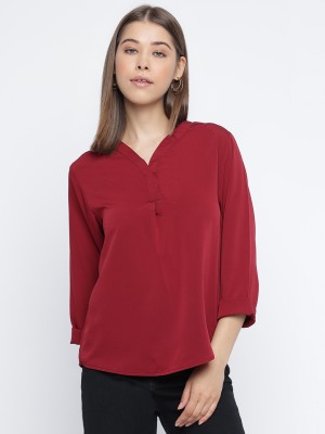 MAYRA Casual Solid Women Maroon Top