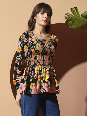 OTABU Casual Printed Women Yellow Top