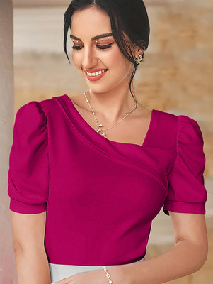 Maheshvi Casual Solid Women Pink Top