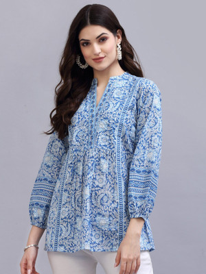 Sakaar Casual Printed Women Blue Top