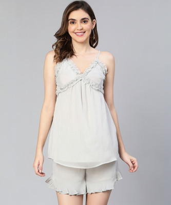 OXOLLOXO Casual Solid Women Grey Top