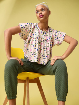 PURVAJA Party Printed Women Multicolor Top