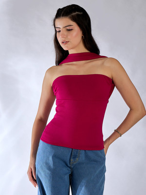 Uptownie Casual Solid Women Maroon Top