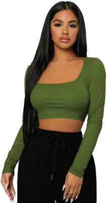 jovo Party Self Design Women Dark Green Top