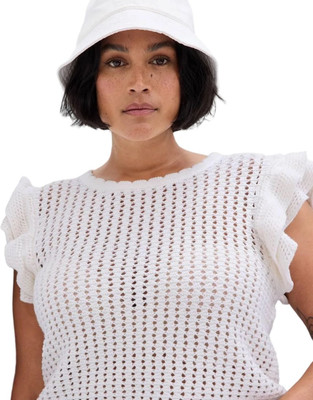 GAP Casual Self Design Women White Top