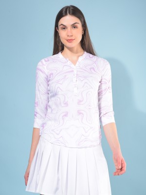 CRIMSOUNE CLUB Casual Printed Women Purple, White Top