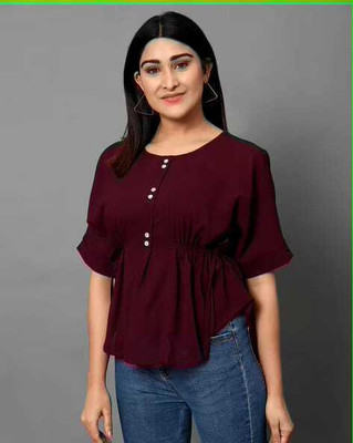 niklav Party Printed Women Maroon Top