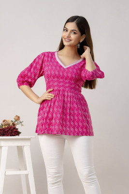 UNIFYFASHION Formal Embroidered Women Pink Top