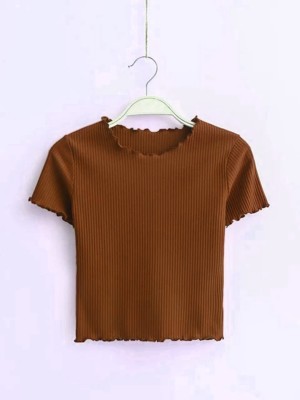 NT CLOTHING Casual Self Design Women Brown Top