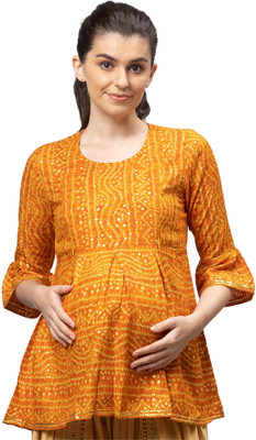 AV2 Casual Printed Women Yellow, White Top