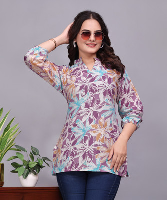 HEMANG FASHION Casual Floral Print Women Purple Top
