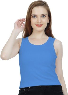 Fasska Casual Self Design Women Blue Top