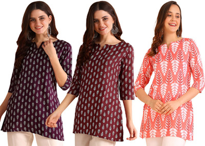 ak fashion mall Casual Printed, Ethnic Motifs Women Purple Top