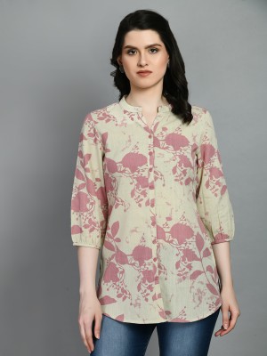 Meesan Casual Printed Women Pink, Yellow Top