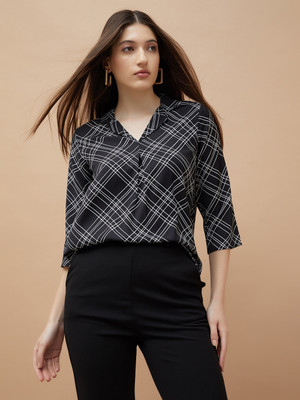 CODE by Lifestyle Casual Printed Women Black Top