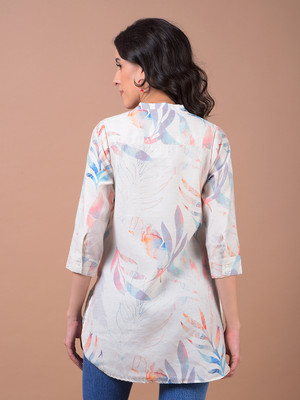 CRIMSOUNE CLUB Casual Floral Print Women Orange Top