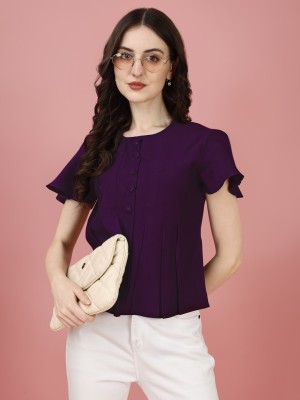 Kinjo Formal Solid Women Purple Top