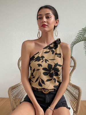 OUTZIDR Casual Printed Women Brown Top
