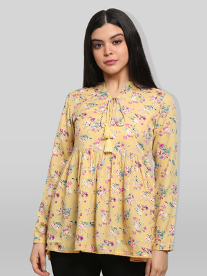 ADRIANA Party Printed Women Yellow Top