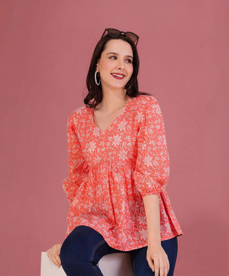 Maheshvi Casual Floral Print Women Pink Top