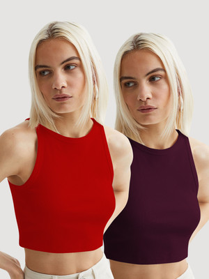 Toochki Casual Self Design Women Red Top