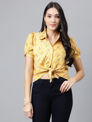 LATIN QUARTERS Casual Printed Women Yellow Top