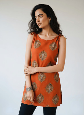 Folkiss Casual Printed Women Orange Top