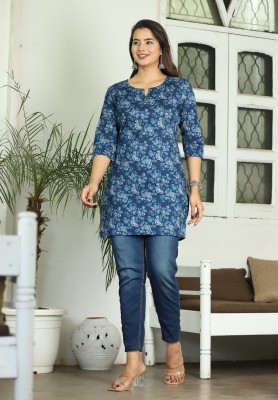 vidhani Formal Floral Print Women Blue Top