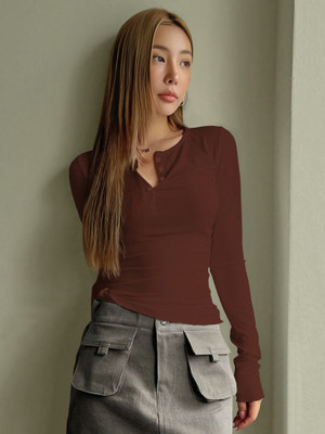 NAVYANKAA Casual Solid Women Brown Top