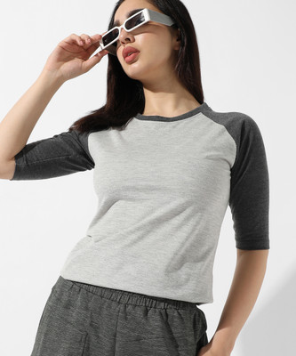 CAMPUS SUTRA Casual Graphic Print Women Black, Grey Top