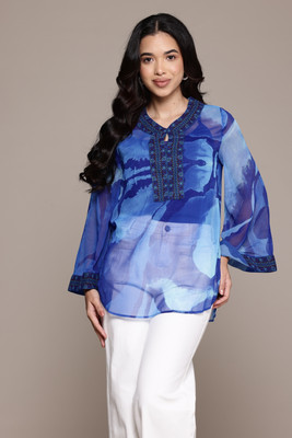aarke Ritu Kumar Casual Printed Women Blue Top