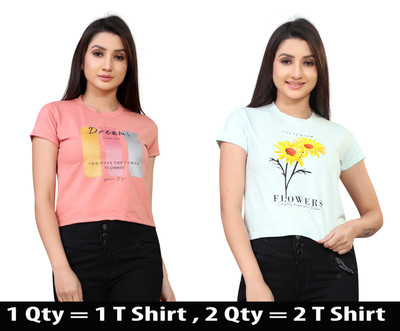 DEE LEAF Casual Printed Women Light Green, Red Top