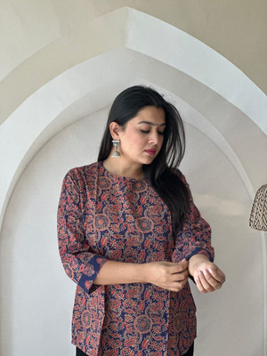 craftwell studio Casual Printed Women Brown Top