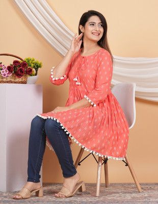 METAFAB Casual Printed Women Pink Top