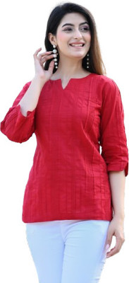 ARUWA Casual Striped Women Maroon Top